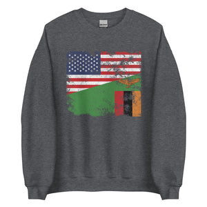 Zambia USA Flag Sweatshirt