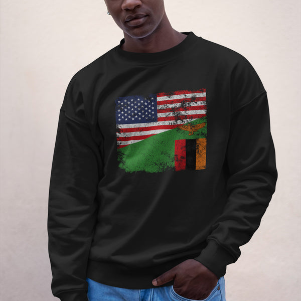 Zambia USA Flag Sweatshirt