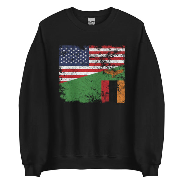 Zambia USA Flag Sweatshirt