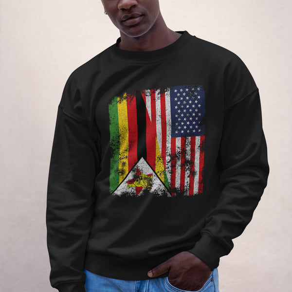 Zimbabwe USA Flag - Half American Sweatshirt