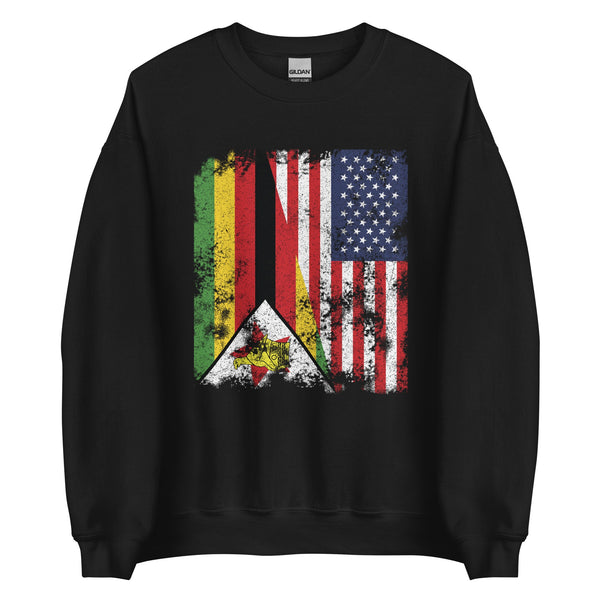 Zimbabwe USA Flag - Half American Sweatshirt