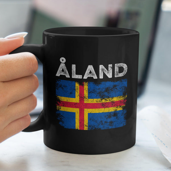 Aland Flag Distressed Aland Island Flag Mug