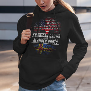American Grown Ålander Roots Flag Hoodie Black / S