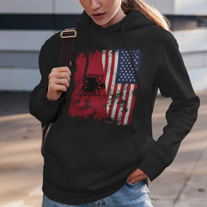 Albania USA Flag - Half American Hoodie