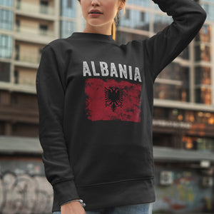 Albania Flag Distressed - Albanian Flag Sweatshirt