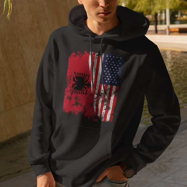 Albania USA Flag - Half American Hoodie