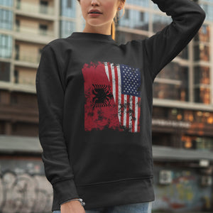 Albania USA Flag - Half American Sweatshirt