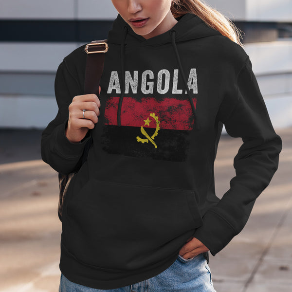 Angola Flag Distressed - Angolan Flag Hoodie