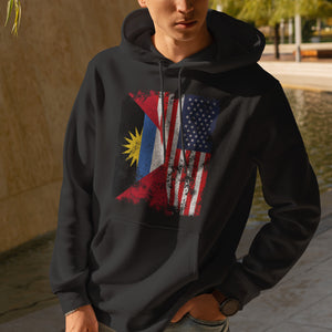 Antigua & Barbuda USA Flag Half American Hoodie Black / S