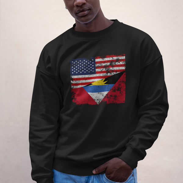 Antigua and Barbuda USA Flag Sweatshirt Black / S