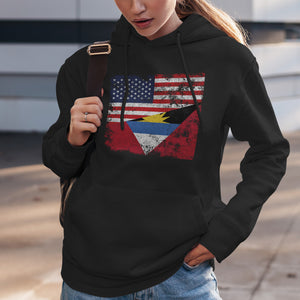 Antigua and Barbuda USA Flag Hoodie Black / S