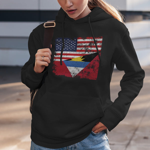 Antigua and Barbuda USA Flag Hoodie Black / S