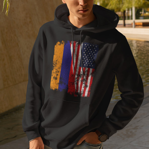 Armenia USA Flag - Half American Hoodie