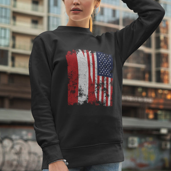 Austria USA Flag - Half American Sweatshirt