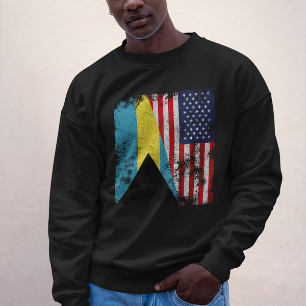 Bahamas USA Flag - Half American Sweatshirt