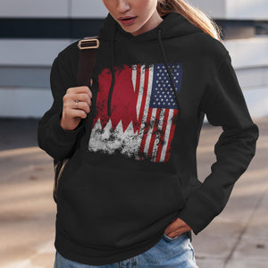 Bahrain USA Flag - Half American Hoodie