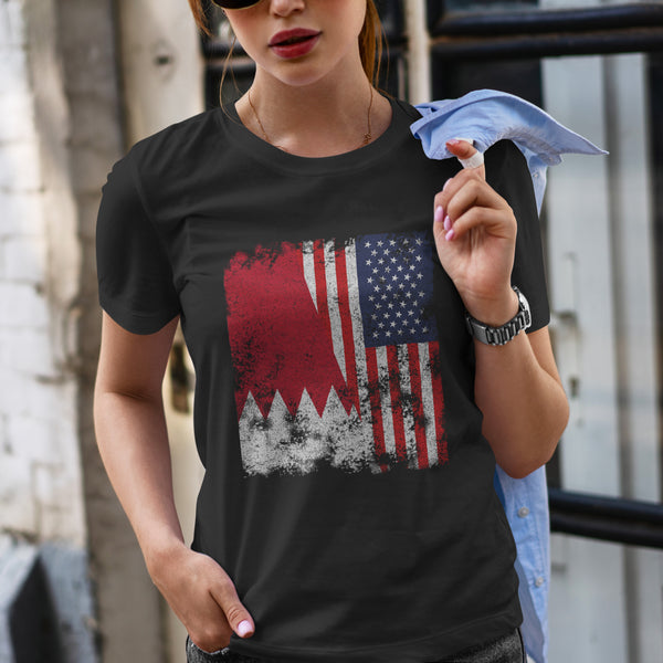 Bahrain USA Flag - Half American T-Shirt