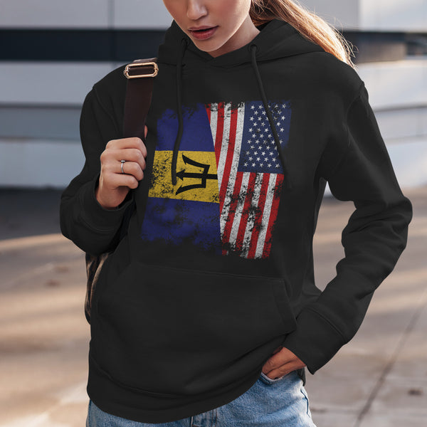 Barbados USA Flag - Half American Hoodie