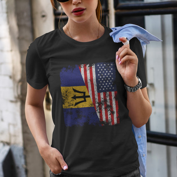 Barbados USA Flag - Half American T-Shirt