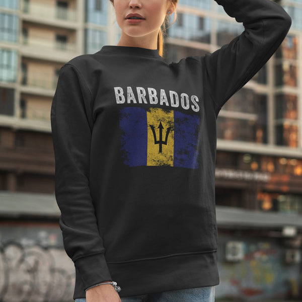 Barbados Flag Distressed Barbadian Flag Sweatshirt
