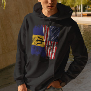 Barbados USA Flag - Half American Hoodie