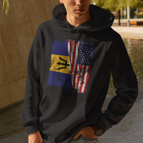 Barbados USA Flag - Half American Hoodie