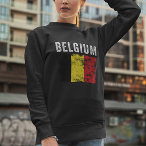 Belgium Flag Distressed - Belgian Flag Sweatshirt