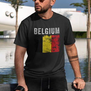 Belgium Flag Distressed - Belgian Flag T-Shirt