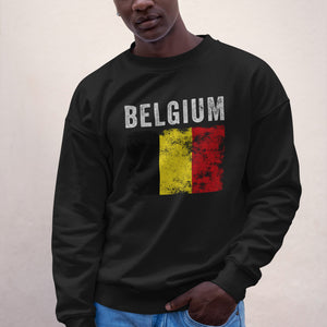 Belgium Flag Distressed - Belgian Flag Sweatshirt