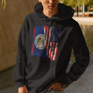 Belize USA Flag - Half American Hoodie