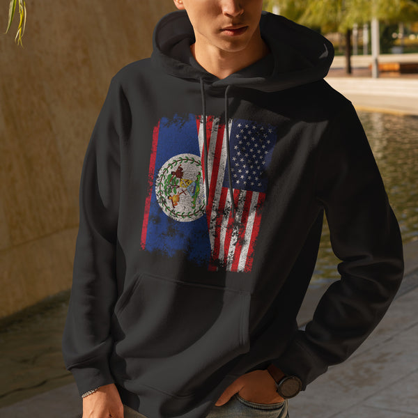 Belize USA Flag - Half American Hoodie
