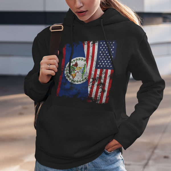 Belize USA Flag - Half American Hoodie