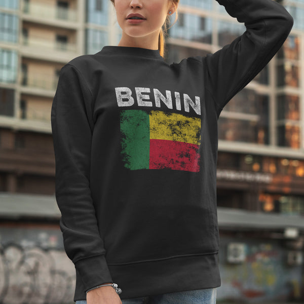 Benin Flag Distressed - Beninese Flag Sweatshirt