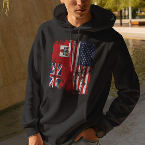 Bermuda USA Flag - Half American Hoodie