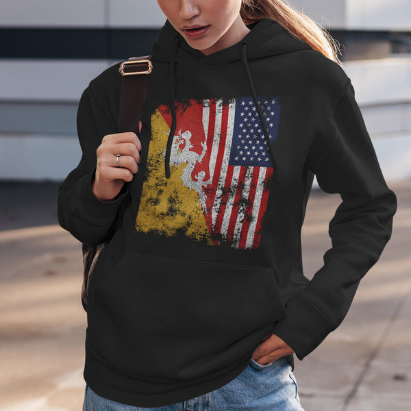 Bhutan USA Flag - Half American Hoodie