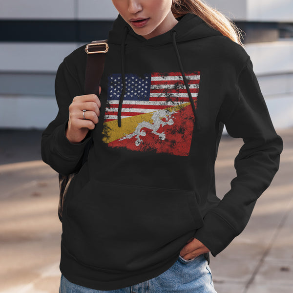 Bhutan USA Flag Hoodie