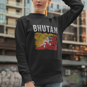 Bhutan Flag Distressed - Bhutanese Flag Sweatshirt