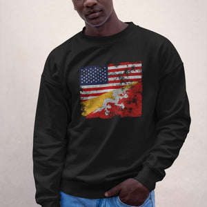 Bhutan USA Flag Sweatshirt