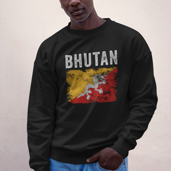 Bhutan Flag Distressed - Bhutanese Flag Sweatshirt