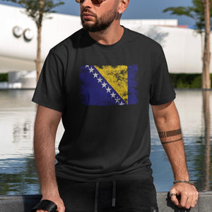 Bosnia And Herzegovina Flag T-Shirt Black / S