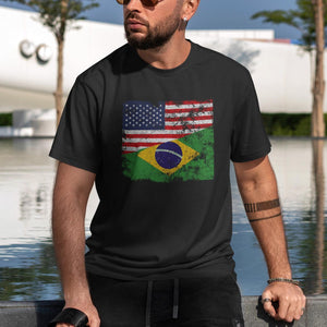 Brazil USA Flag T-Shirt
