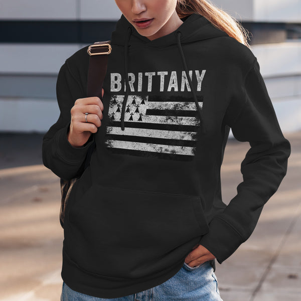 Brittany Flag Distressed - Breton Flag Hoodie
