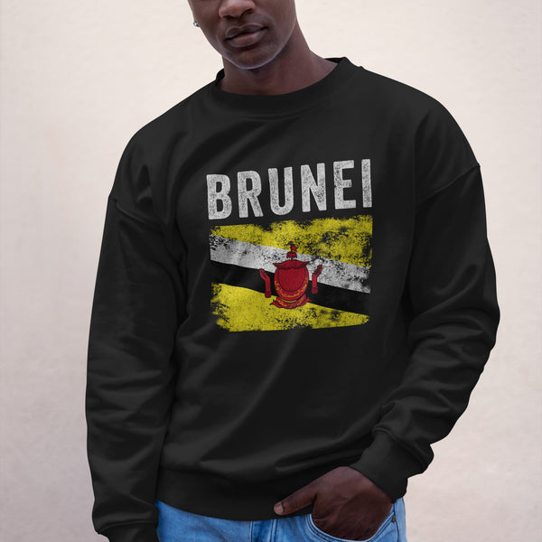 Brunei Flag Distressed - Bruneian Flag Sweatshirt