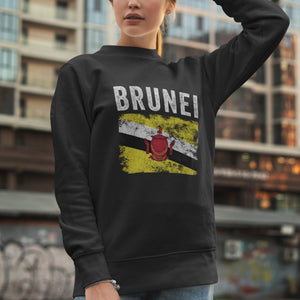 Brunei Flag Distressed - Bruneian Flag Sweatshirt