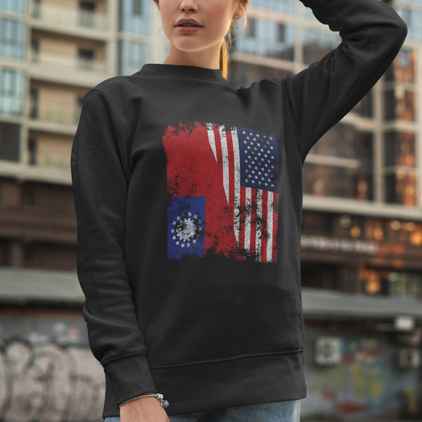 Burma USA Flag - Half American Sweatshirt