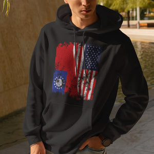 Burma USA Flag - Half American Hoodie
