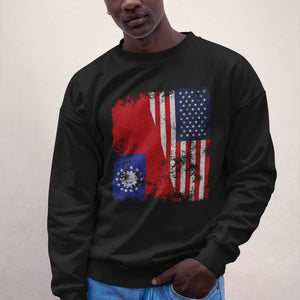 Burma USA Flag - Half American Sweatshirt