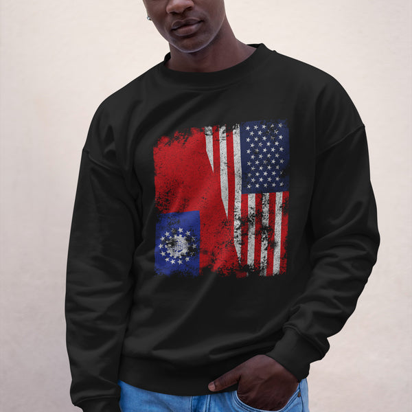 Burma USA Flag - Half American Sweatshirt
