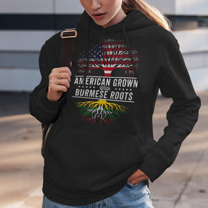 American Grown Burmese Roots Flag Hoodie