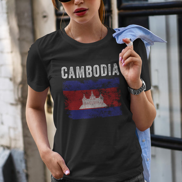 Cambodia Flag Distressed Cambodian Flag T-Shirt